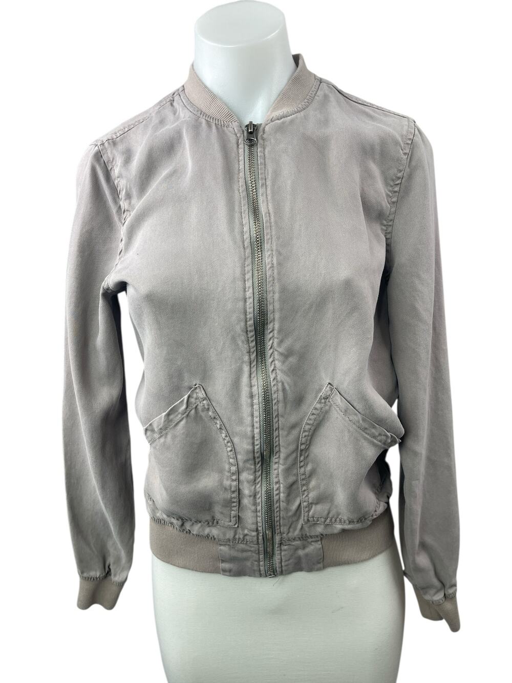 Kenneth Cole Reaction Gray Long Sleeve Full Zip Moto Bomber Coat Jacket Size S/P
